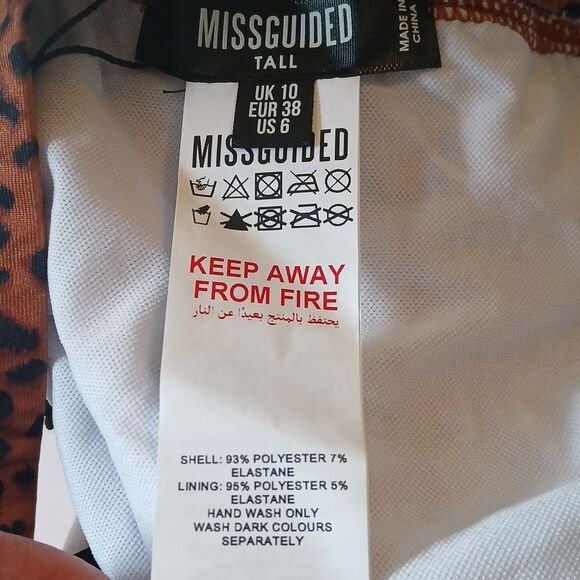 Missguided Tall High Leg Bikini Wrap Tie Style Crinkle Set Animal Print Size 6 - Picture 14 of 14
